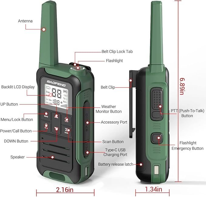 Baofeng Walkie Talkies Long Range Walkie Talkie for Adults FRS walkie-Talkie Hiking Accessories Camping Gear Toys 2 Way Radio for Kids with Flashlight,NOAA Weather Scan,VOX,22 Channel(No Battery)