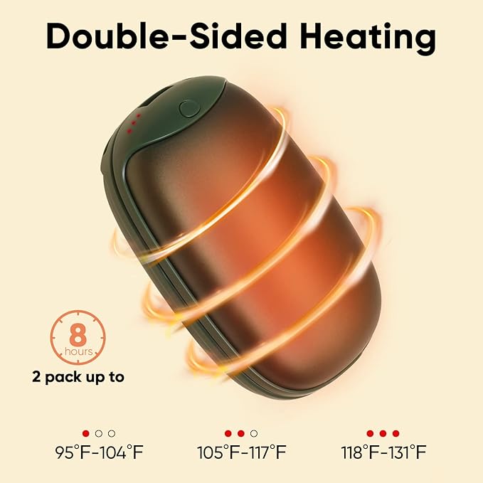2 Pack Hand Warmer Rechargeable, Magnetic Twins Electric Hand Warmer, Reusable Type-C USB Handwarmer, Portable Hand Warmer 8000mAh, Great for Outdoor Sports, Hunting, Camping, Golf, Warm Gifts