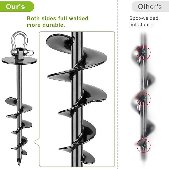 SELEWARE Dog Tie Out Stake Outdoor Anti-Rust Dog Anchor with Stainless Steel Dog Chains Leash for Large Dogs up to 220 lbs, Foldable Dog Stake Dog Camping Gear 15 ft C