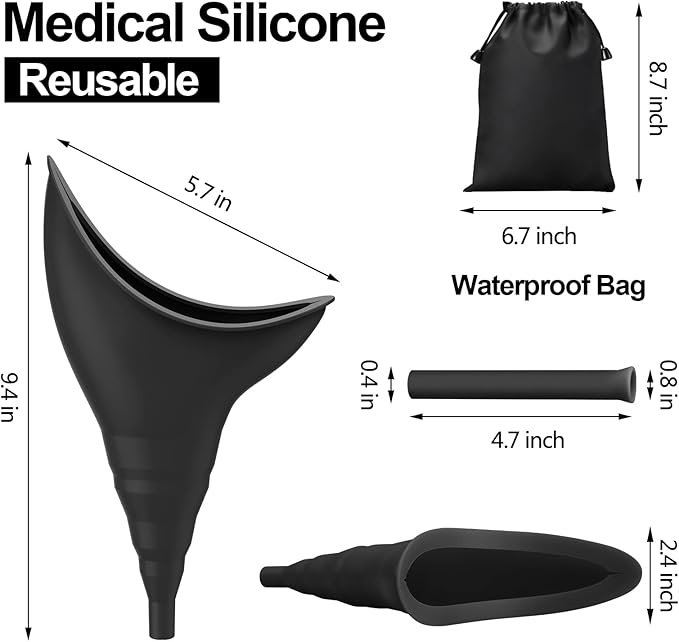 Female Urinal Travel Essentials Female Urination Device Camping Accessories, Portable Urinal Silicone Pee Funnel for Women, Reusable Outdoor Hiking Camping Toilet Gadgets Camper Gifts for Women