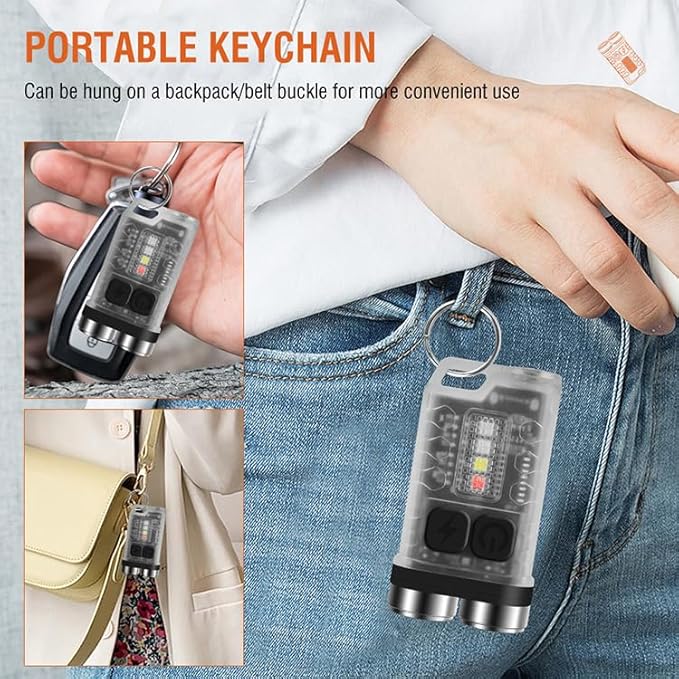 Mini Flashlight, 900 High Lumen Keychain EDC Flashlight, Super Bright Pocket USB Rechargeable Small Tactical Handheld LED Flash Light with Magnetic Waterproof for Camping, Hiking, Emergencies