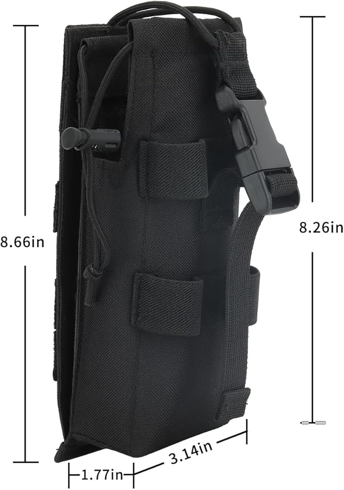 Tactical Molle Radio Holster Holder Case Military Heavy Duty Radios Holster Bag for AR-152 AN/PRC-152 148 UV-25 Two Ways Walkie Talkies Adjustable Storage(Black