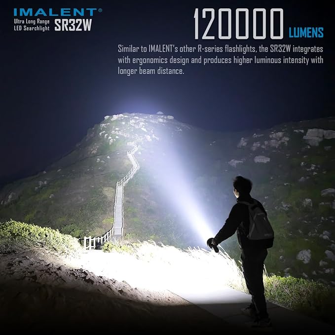 IMALENT SR32 LED Flashlight Rechargeable 120,000 Lumens, 2080 Meters Throw Super Bright Flash Light with OLED Display, Type C Fast Charge High Lumen Searchlight for Outdoor, Hunting and Emergency