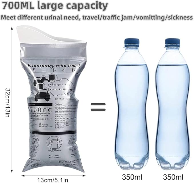 Disposable Urinal Bag - Portable Camping Pee Bags 700ml 8/16pcs, Travel Pee Bags Car Toilet, Traffic Jam Emergency Portable Urine Bag, Vomit Bags, for Men Women Kids Children