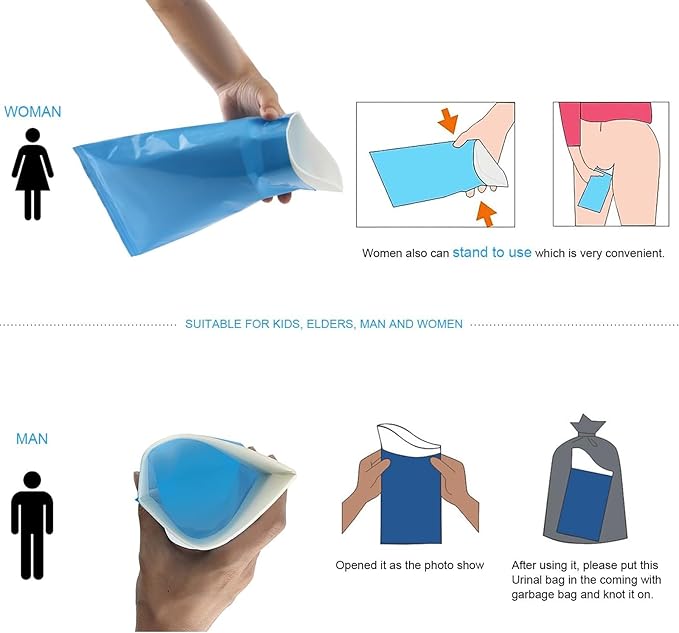 Disposable Urine Bags Camping Pee Bags for Travel Urinal Toilet Super Absorbent Traffic Jam Emergency Portable Urine Bag Pee Bags Car Toilet for Men Women Children Brief Relief, 10 Pieces