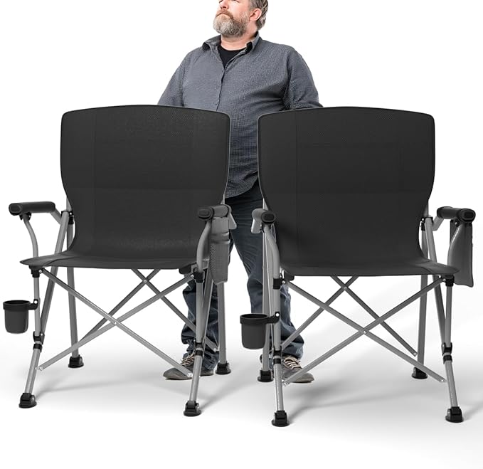 Oversized Camping Chair for Adults Heavy Duty,Heavy Duty Lawn Chair with Side Pockets,Outdoor Camping, Fishing, Beach,Hiking Foldable Camping Chair