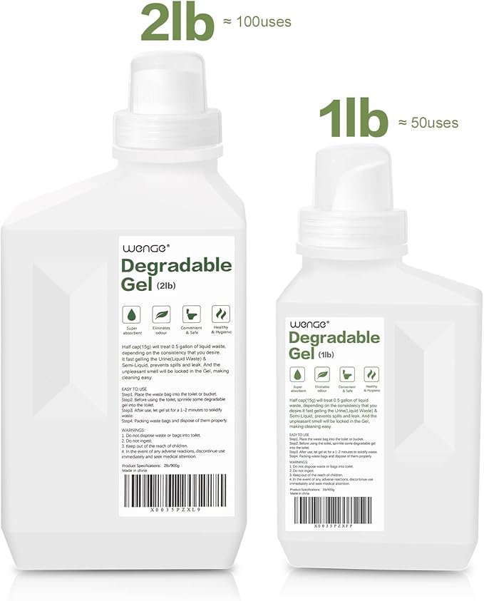 Wenge Urine Liquid Waste Gel for Portable Toilet - 1LB - Pee Powder for Camping Toilet, Eco Absorbent Gel,Outdoor Emergency Toilet Waste Treatment
