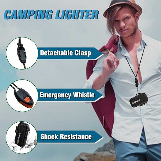 Torch Lighter, 2 Pack Butane Lighter, Windproof Outdoor Gas Lighter Adjustable Jet Flame Lighters, Fireplace Fireworks Grill Camping BBQ Lighter, Gifts for Men. (Black+Red)(Without Butane)