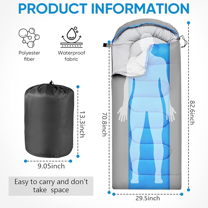 OBTANIM Sleeping Bags Portable Waterproof Camping Sleeping Bag for Adults Kids 4 Seasons Cold Weather or Warm Backpacking Hiking Mountaineering Indoor Outdoor Use