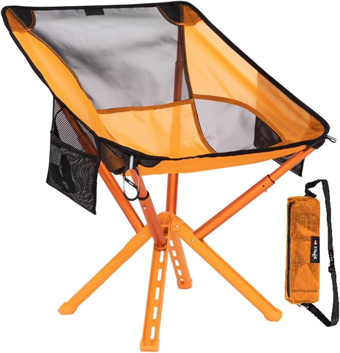 Sitpack Campster 2.0 Backpacking Camping Chair, 5S Easy Set-up, Ultra Lightweight, Bottle Sized Portable Folding Chair, Compact Chair for Adults for Beach Outdoor Hiking Travel Fishing, Orange