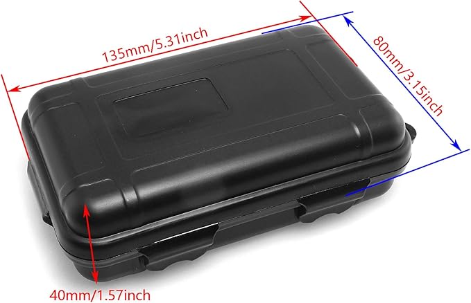 DGZZI Small Outdoor Waterproof Airtight Shockproof Plastic Survival Container Carry Box with 2 U-Shape Buckle 135x80x40mm Black Storage Case