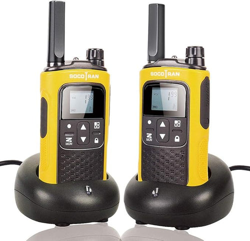 Rechargeable Walkie Talkies for Adults, Long Range 5 Miles Two Way Radios, Rechargeable Battery,Charging Dock,Flashlight,for Camping Hiking Hunting Security Hotel Yellow