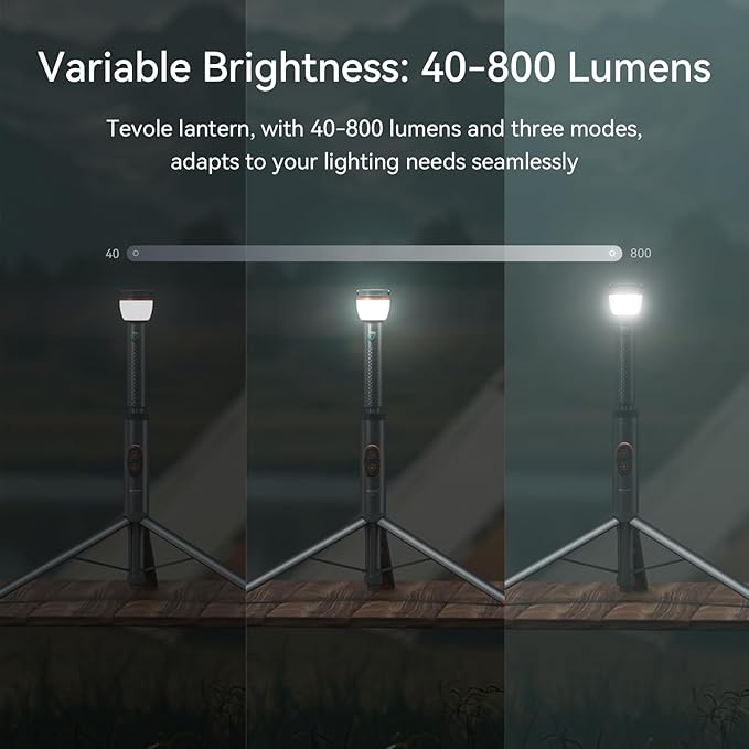 Camping Light Telescopic & Collapsible: 800 Lumens IP65 Waterproof Smart Remote Magnetic Base USB Rechargeable Battery Adjustable Height for Outdoor Adventure Hiking Emergency Lighting
