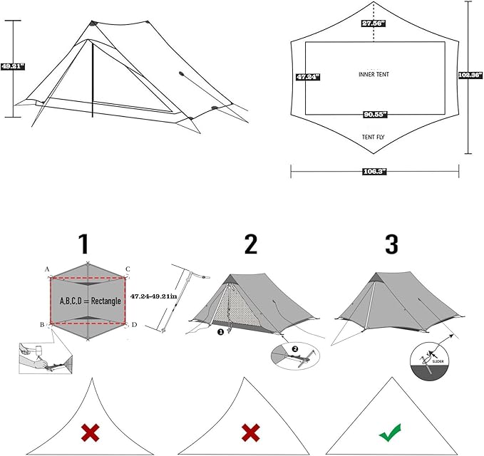 3F UL Gear Lanshan PRO Lanshan Ultralight Tent 4 Season Backpacking Tent for 1 Person, Waterproof Professional Tents for Camping, Trekking, Kayaking, Climbing, Hiking
