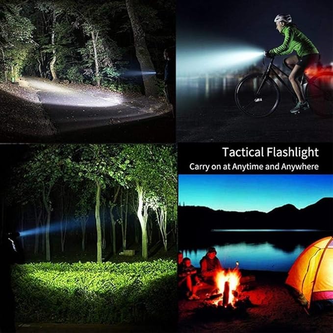 High Lumens LED Flashlights Rechargeable, Super Bright Flashlight, Powerful Tactical Flashlights, Waterproof Handheld Flash Light with 5 Modes, Zoomable, Power Display for Camping Emergencies