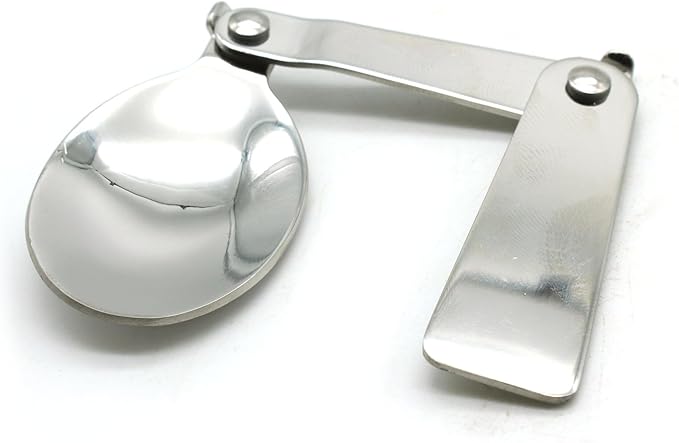 TEMO 4 pc Stainless Steel Three Folding Camping Spoon Dish Washer Safe, 2.25 Inch Folding Length