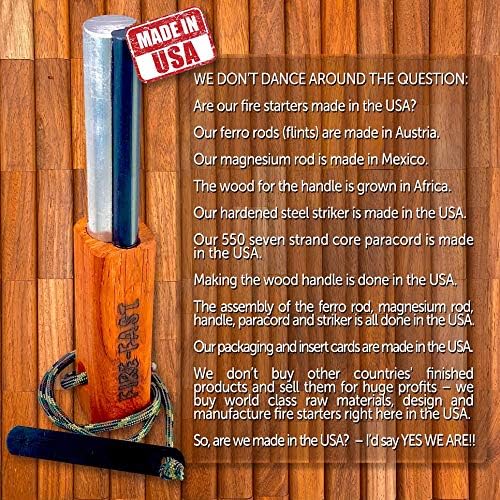 Trekker. Best Emergency Waterproof Survival Fire Starter. Magnesium and Euro Fire Steel Ferro Rod. Compact Durable Tool for Bushcraft, Camping, Backpacking, Hiking, Hunting, or Bug Out Bag