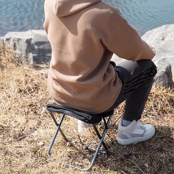 Camping Stool,Portable Foldable Stool aldult Collapsible Chairs Fishing Stool for Outdoor Hiking 300 LBS Load Black 2-Piece Set