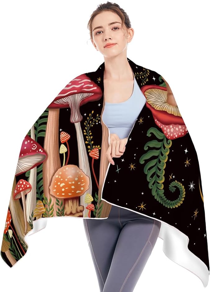 Thick Mushroom Beach Towel 30”x60” Microfiber Terry Beach Towels Kids Soft Camping Towels Sandproof Quick Drying Travel Swim Pool Yoga Gym Camping Women Men Beach Essentials Accessories Vacation Gift
