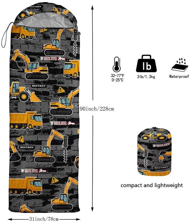 Kids Sleeping Bag for Boys Girls,Western Cowboy Print-Lightweight Warm Portable Outdoor Indoor-Waterproof Cold Weather Resistant Sleeping Bag for Camping Hiking