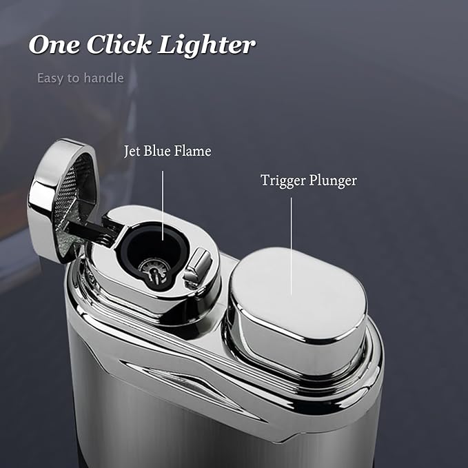 HONEST Torch Lighter Butane Lighter Windproof Lighter Mens Gifts Lighter for Candle Camping Family Use (Silver)