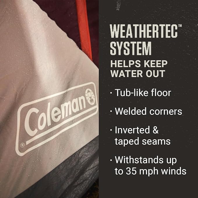 Coleman Skylodge 10-Person Family Tent Weatherproof XL Tent with Rainfly & Room Divider Fits 4 Queen-Sized Airbeds Made of PFAS-Free Materials