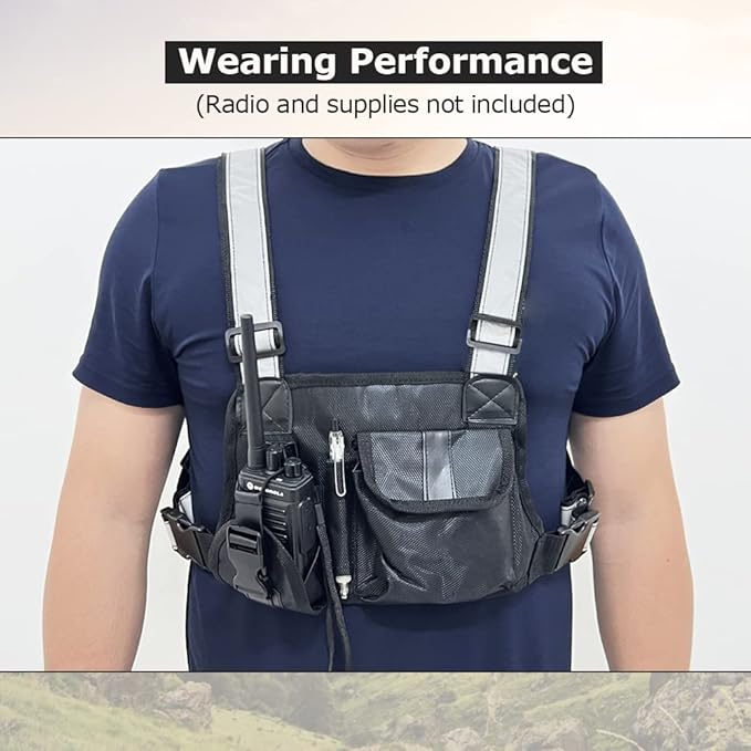 Hunting Radio Chest Harness Chest Pocket- Universal Talkie Talkie Holder Vest for Outdoor Hiking Camping Rescuing Mountaineer