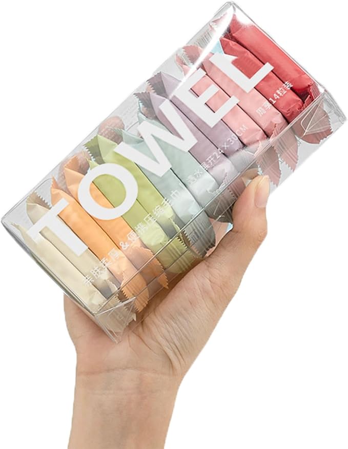 Compressed Towel Tablet Portable Face Towel Washcloth Reusable 56 Pack Wet and Dry Disposable Towel, Baby Towel or Dog Towel Camping Wipes for Travel Hiking Home Beauty (Bag-56)