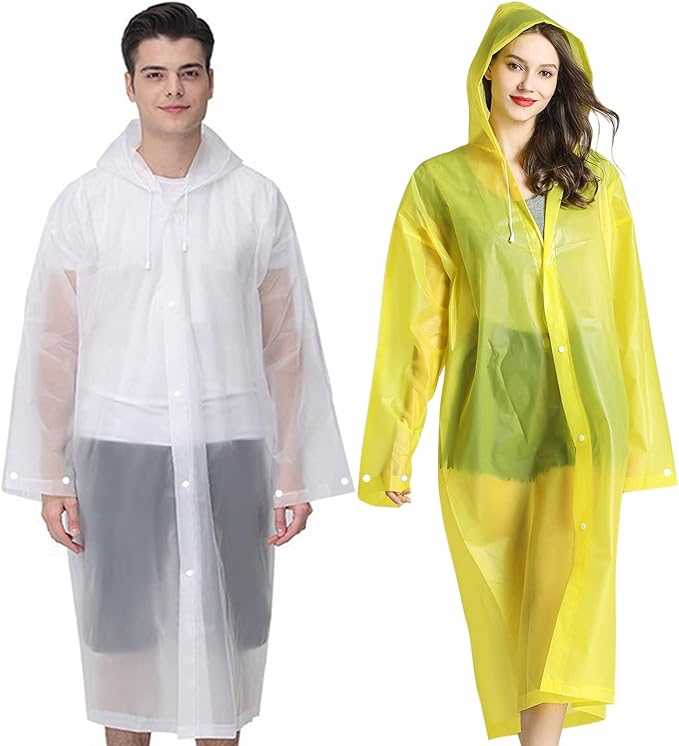 Rain Ponchos Raincoats for Adults Women Men, Reusable 2 Pack Rain Jacket Coats with Hood for Family Disney Camping Hiking