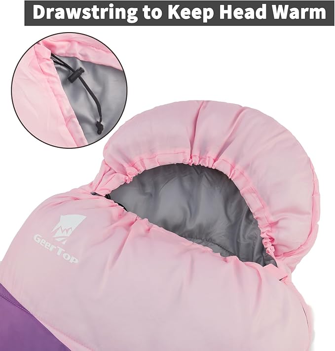 GEERTOP Backpacking Sleeping Bag for Camping, Lightweight Sleeping Bags for Adults Kids Summer Warm Cold Weather Hiking Travel