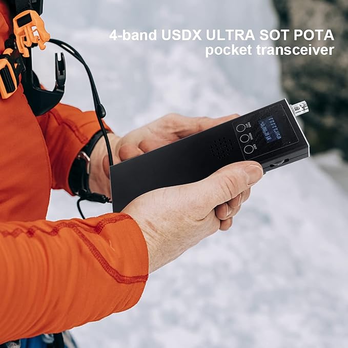 0.5MHz to 30MHz Radio Transceiver, 4 Waveband Design High Efficiency Transceiver, Handheld HF SSB QRP USDX Transceiver for Survival Biking Hiking Camping (US Plug)