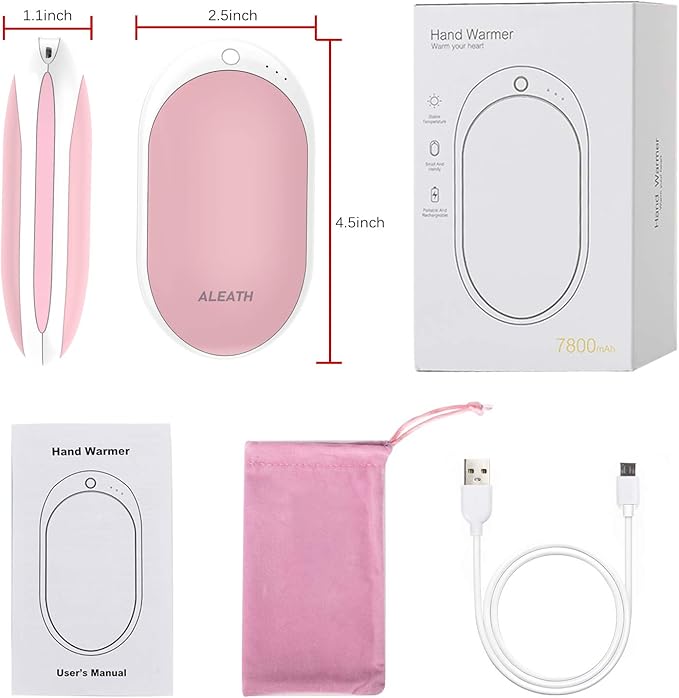 Rechargeable Hand Warmers 6000mAh Portable: Aleath Warm Gifts for Outdoor Hunting Camping - 2 Pack Electric Hot Handwarmers for Women Men