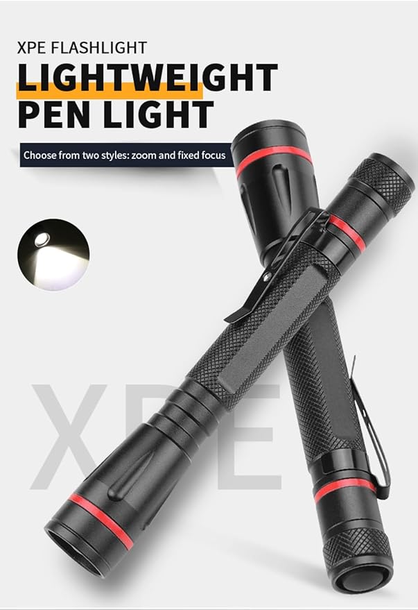 LUXJUMPER 2 Packs Pen Flashlights, 100 Lumens Bright Small Flashlight 3 Modes, Powered by AAA Batteries, Water Resistant, Tail Switch Pocket EDC Flashlight with Clip for Camping, Emergency, Gift
