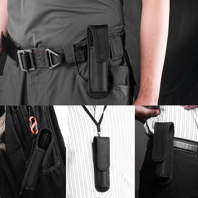 Flashlight Holster, Nylon Flashlight Pouch Waterproof Torch Carry Case for Camping Hiking Emergency