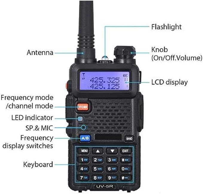 Baofeng UV-5R Dual Band Two Way Radio Handheld Ham Radio Long Range Walkie Talkies Pack of 6 for Hiking Camping Hunting Skiing Trip(Black)