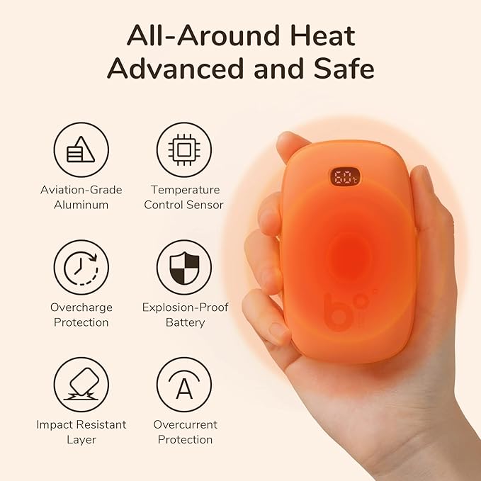 JISULIFE Hand Warmers Rechargeable with 9000mAh Backup Power Bank, Electric Hand Heater, Reusable Battery Operated Hand Warmer, Winter for Women/Men/Camping/Fishing/Hunting