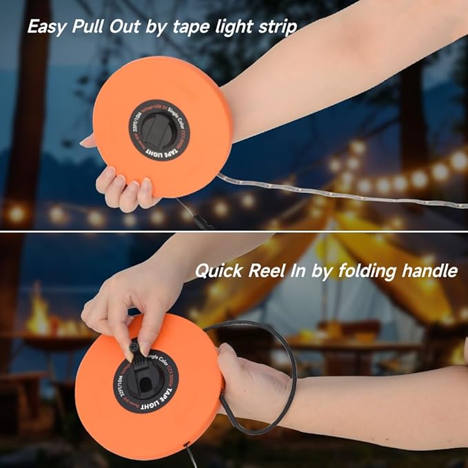 Camping Lights String,Tape Tent Lights RGB with 100 Modes Music Sync Color Changing APP Control Waterproof 13/26 FT ,Led Camping Lantern Retractable for Emergency Yard Camping Decoration (26 Ft)