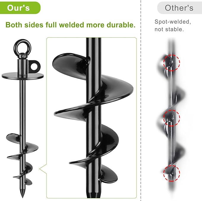 Lifeswel 15 Inch Dog Tie Out Stake, Heavy Duty Dog Anchor for Dogs up to 220lbs, No Tangle, Easy to Install and Remove, Ideal for Yard, Camping, and Beach, 1 Pack (Black)