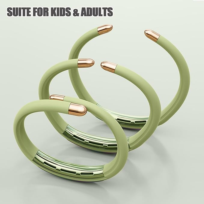 Mosquito Repellent Bracelets 1 Pack, DEET Free Mosquito Repellent Bands with 6 Pcs Essential Oil Cotton, Waterproof Insect Bug Repellent Wristbands for Adults and Kids Indoor Outdoor Use (Green)