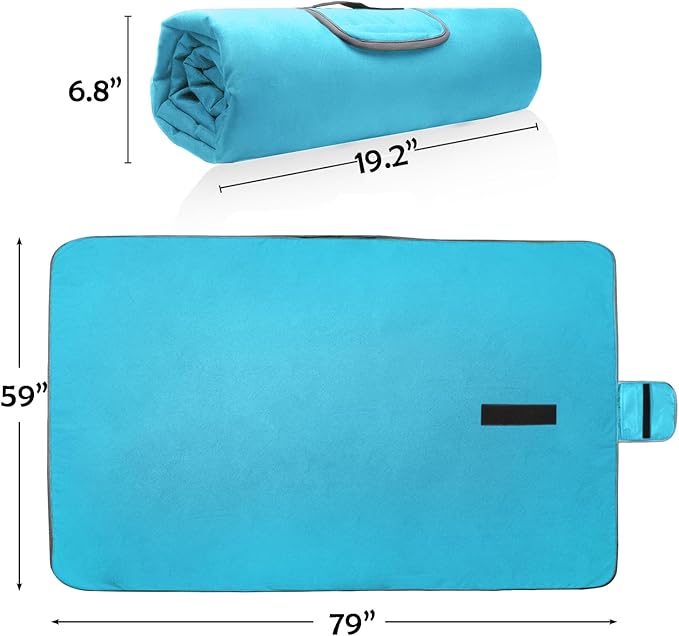 Tirrinia Outdoors Waterproof Throw Blanket, Sherpa Fleece Stadium Windproof Mat for Camping, Picnic, Traveling, Boat, Football - Machine Washable, Aqua Grey