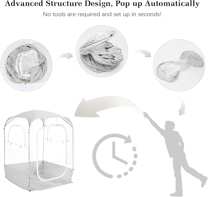 Sports Pods, Instant Pop Up Bubble Tent Fits 1-2 Persons, Spacious Interior, High Visibility & Ventilation for Outside Sports Events, Fishing