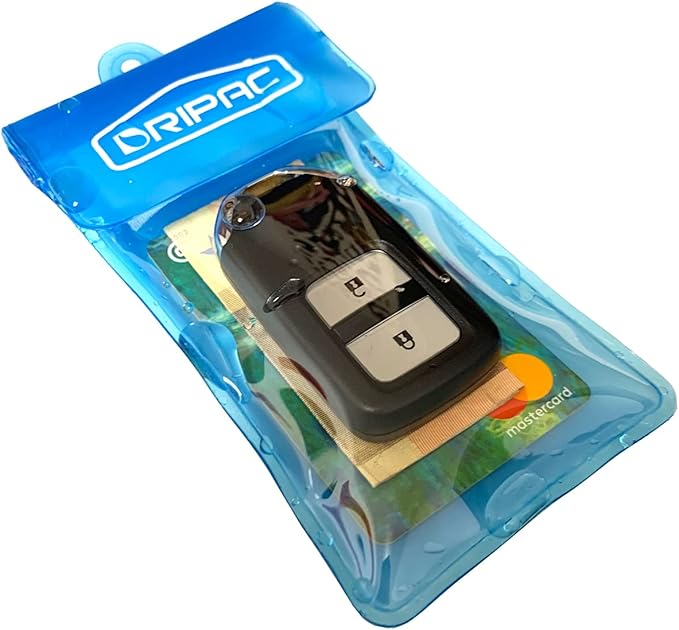 DRIPAC Waterproof Car Key FOB Case Waterproof Wallet Waterproof Holder Pouch For Key ID Badge Credit Card Money(Blue)