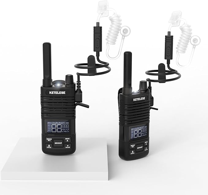 Walkie Talkies Long Range for Adults, Portable FRS Two Way Radio, Long Distance Waki Taki with Earpiece, USB, NOAA, VOX, Group Call for Cruise Ships, Camping, Restaurant, Hunting (2 Pack), Black