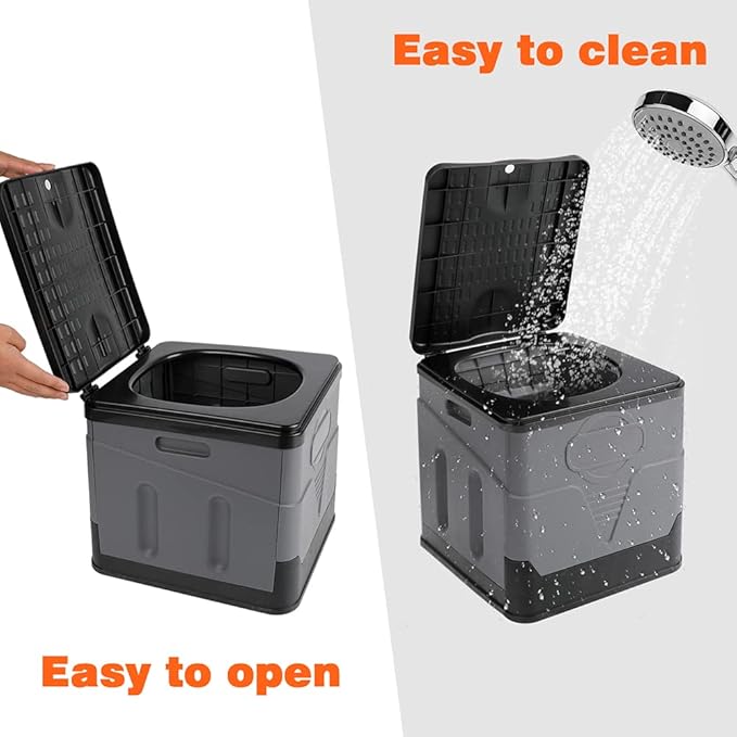 Portable Camping Toilets Porta Potty (Gray)-Collapsible Outdoor Emergency Toilet with Cover,Suitable for Camping,Hiking,Traffic Jams,Outdoor Excretion.