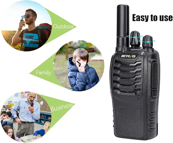 Retevis H-777 Walkie Talkie Rechargeable Long Range,Portable Two-Way Radio, Flashlight, Emergency Alarm, Hands Free(1 Pack)