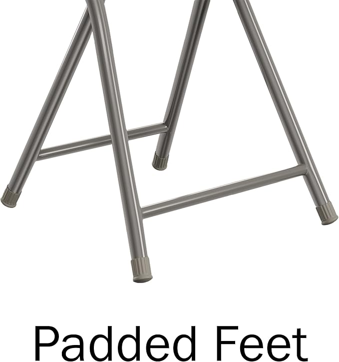 Folding Bar Stool - Heavy-Duty 18-inch Collapsible Padded Round Stool with 300lb Capacity for Dorm, Rec Room, or Game Room by Trademark Home (White)