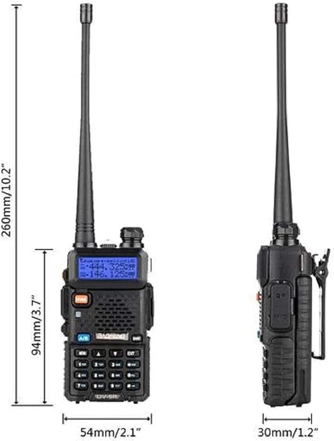 Baofeng UV-5R Dual Band Two Way Radio Handheld Ham Radio Long Range Walkie Talkies Pack of 6 for Hiking Camping Hunting Skiing Trip(Black)