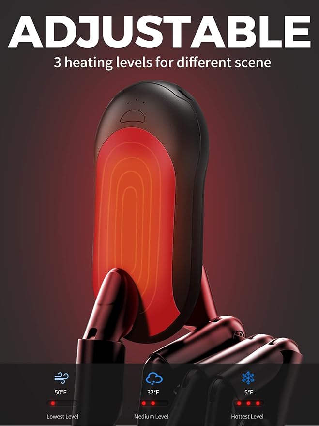 OCOOPA Rechargeable Hand Warmer 10000mAh,Portable Electric Hand Heater,Up to 15 Hours,USB Battery Operated Handwarmer for Camping,Hiking,Hunting,Golf,Warm Tech Gifts,Halo H01