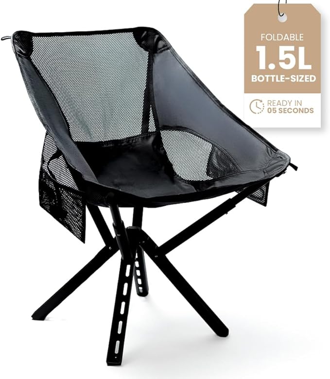 Campster2 Folding Camping Chair – Portable High Chair | 265 Lbs Capacity | Camping Essentials for Beach, Hiking & Car Camping | Compact Outdoor Chair with Carry Bag | Comfortable & Durable (Black)