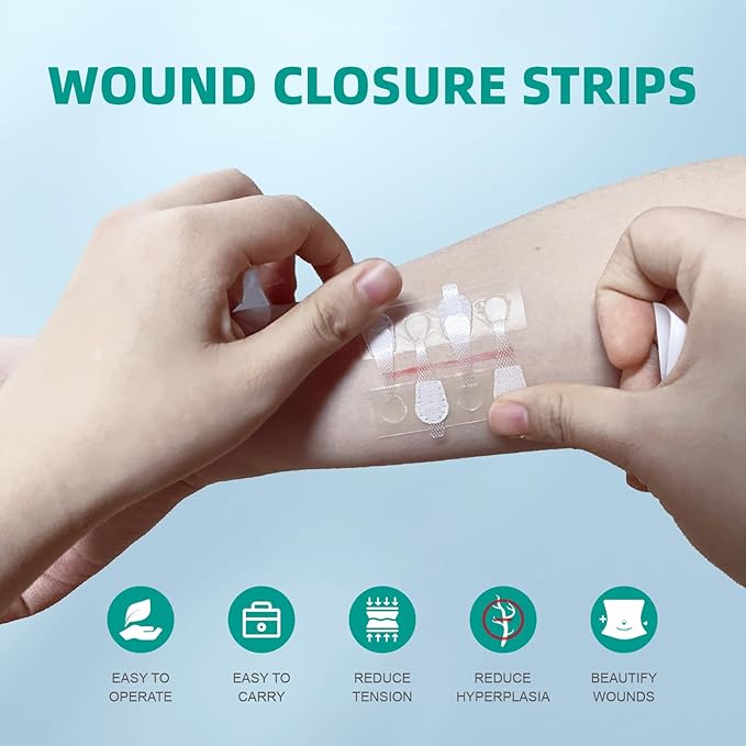 25 PCS First Aid Kit, Wound Closure Strips, Emergency Wound Closure Device Without Stitche, 4 Strips x2, First Aid Supplies Kit at Home Outdoors Sports
